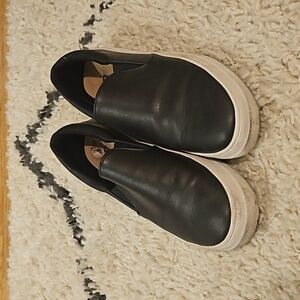 Black leather loafers